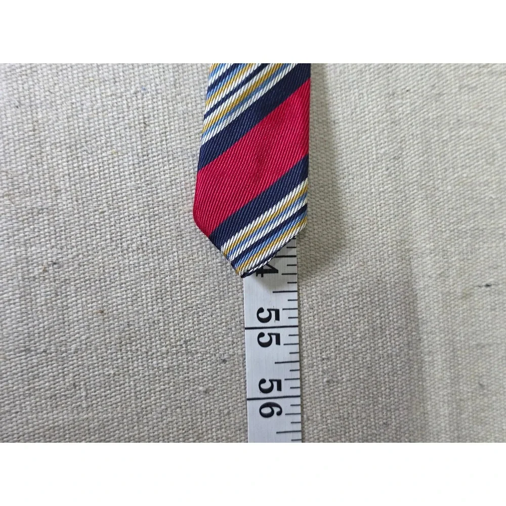 Vintage Red Navy Blue Gold Diagonal Stripe Acetate Necktie Mens Tie